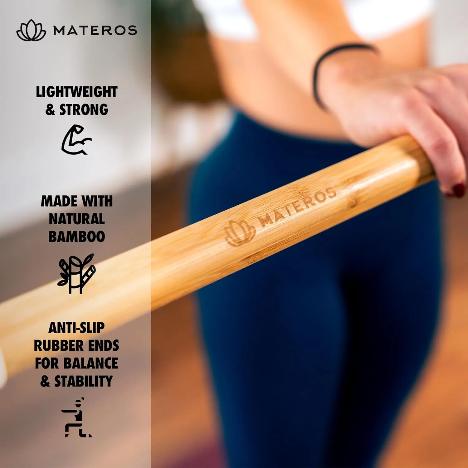5ft Bamboo Mobility Stick- Premium Yoga Dowel