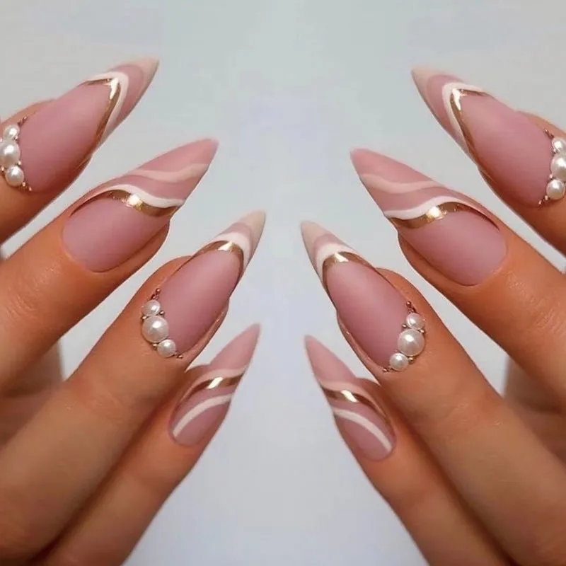 Almond pearl pop art golden matte