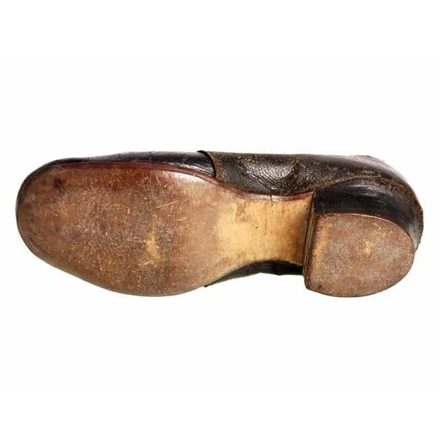 Antique Leather Childrens Slipper Shoe ( single) 1840s Hand Made