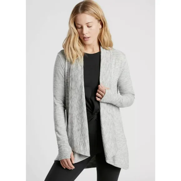 Athleta Pranayama Wrap Cardigan Cover Wrap Marl Grey Heather Plus Size 1X Active