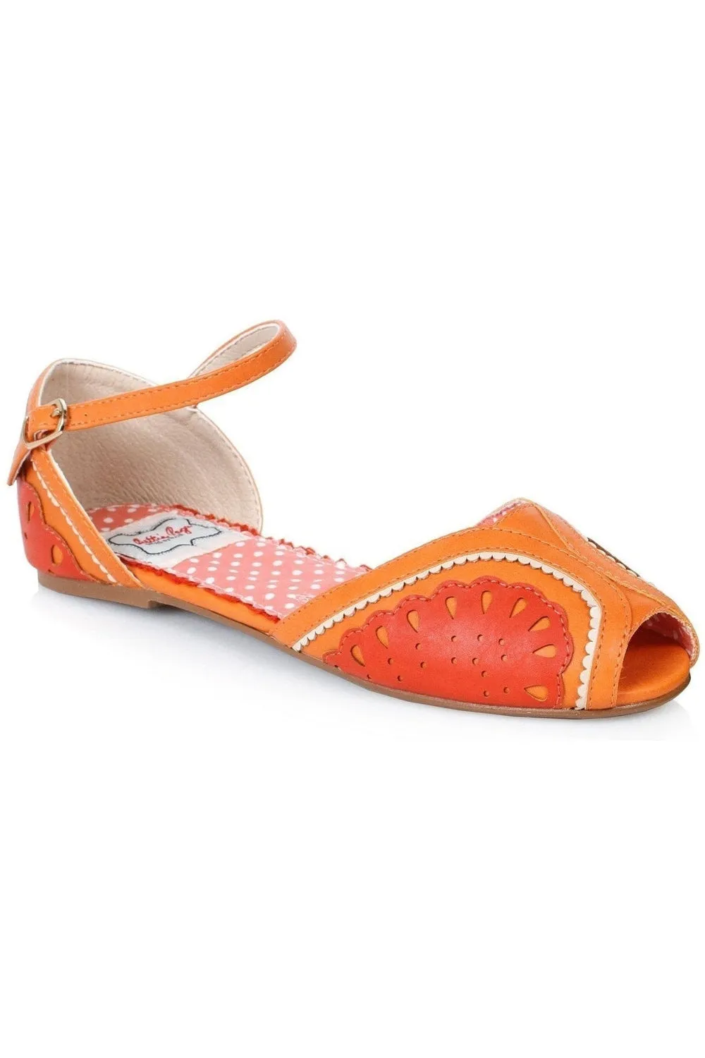 Bettie Page Fruitie Vintage Sandal  | Orange Faux Leather