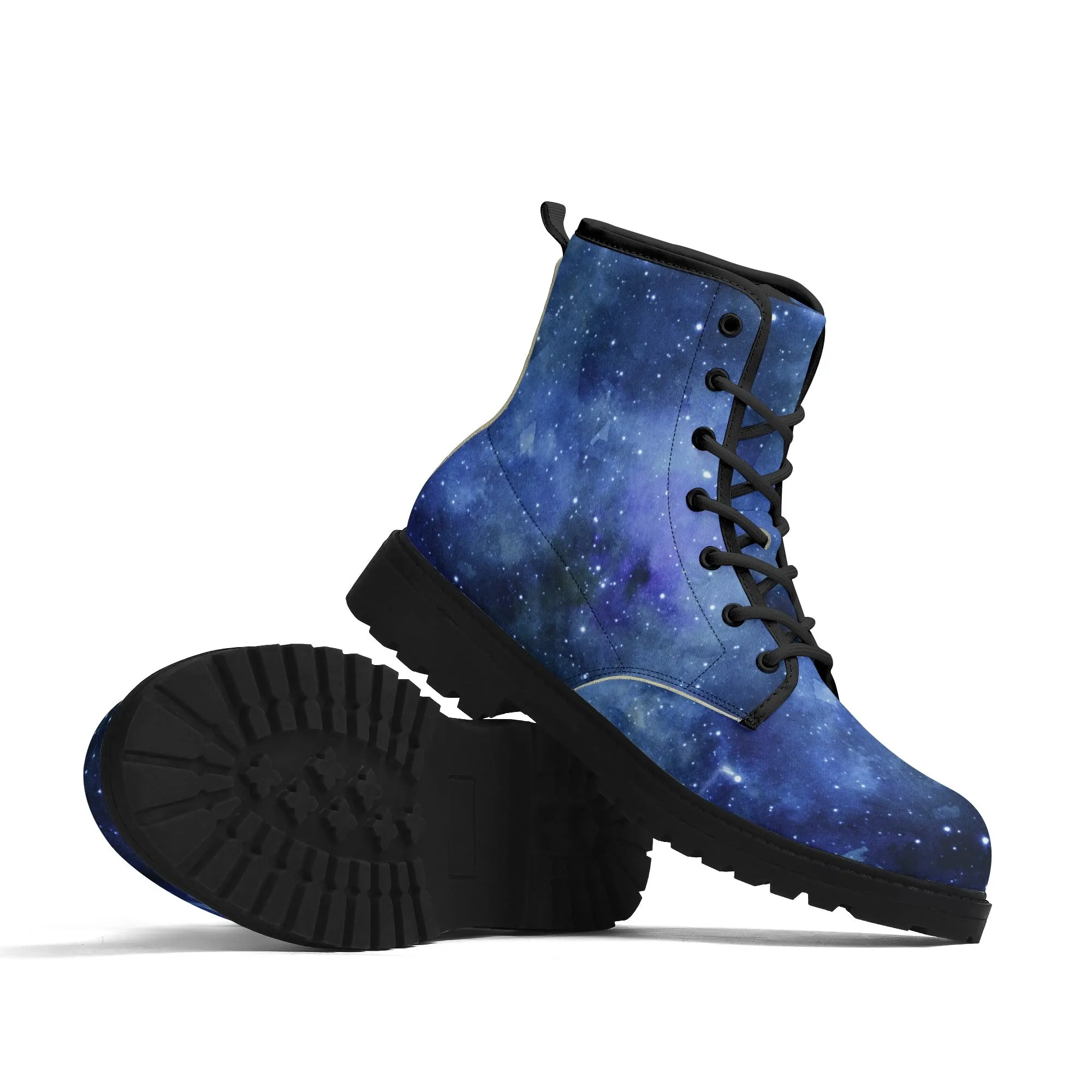 Blue Galaxy Ankle Boots, Mens Vegan Leather Boots
