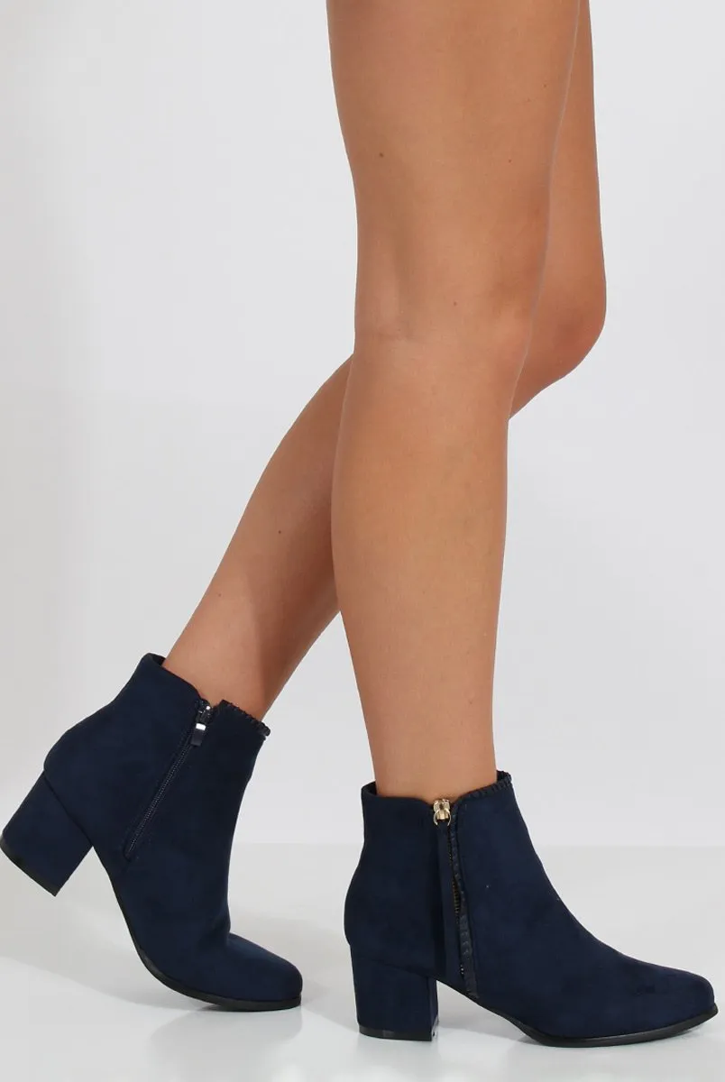 Blue Stitch Detail Ankle Boots - Elise