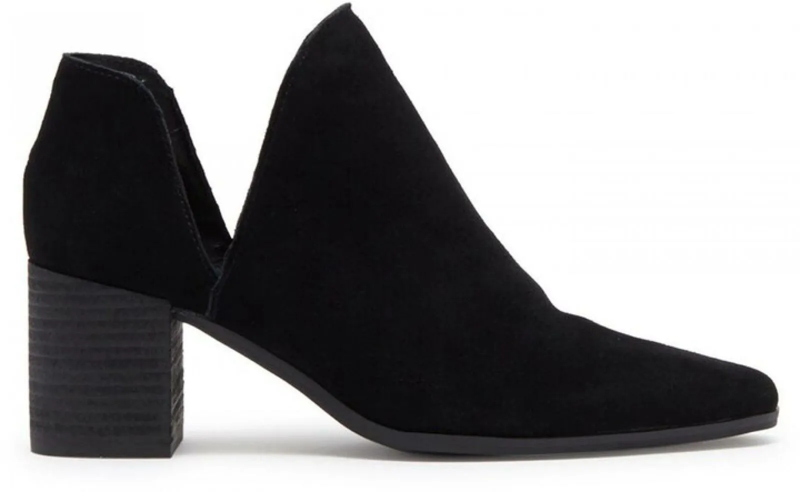 Charles by Charles David Usual Notched Block Heel Bootie Black Suede 7M