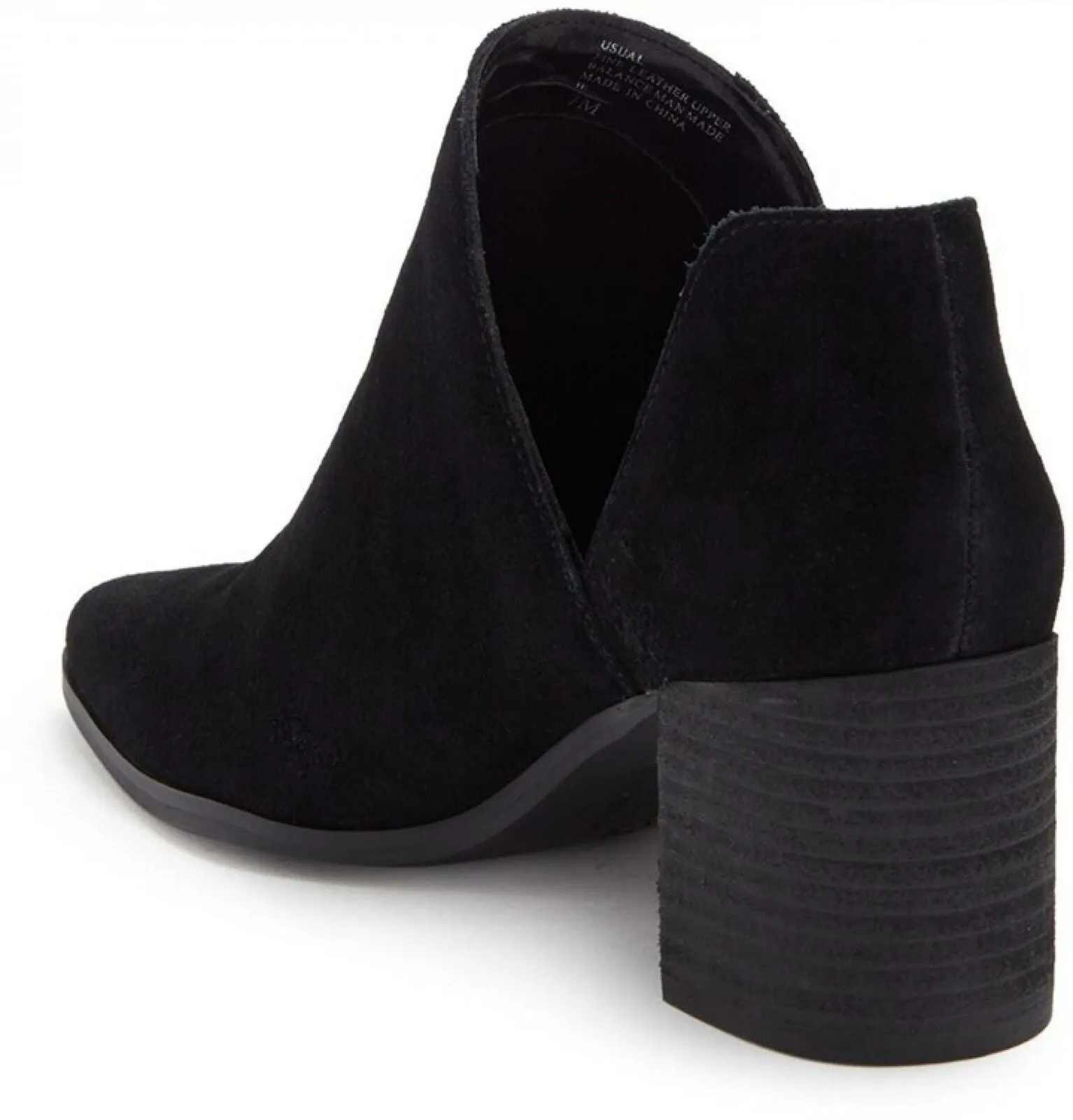 Charles by Charles David Usual Notched Block Heel Bootie Black Suede 7M