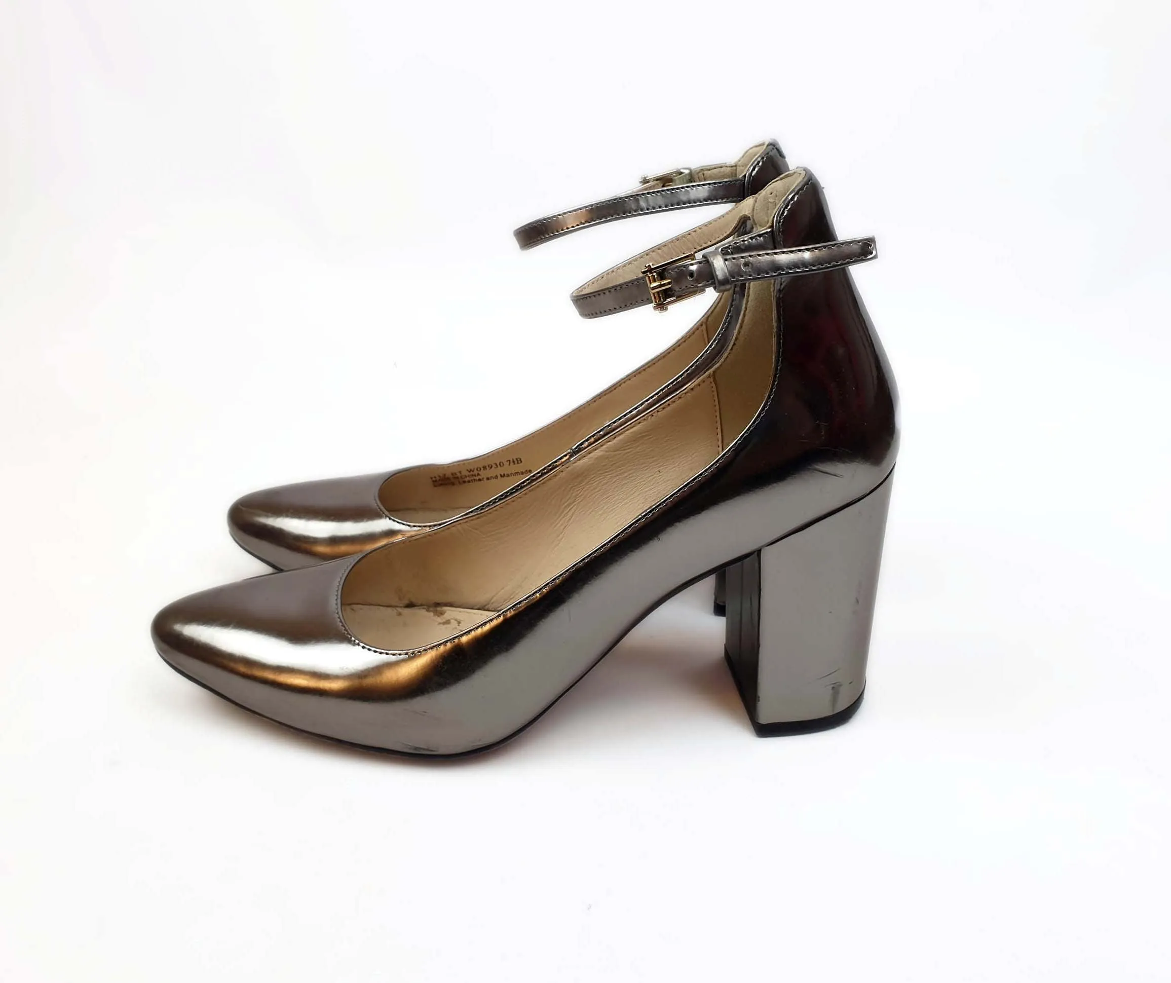 Cole Haan silver leather heels size 7.5