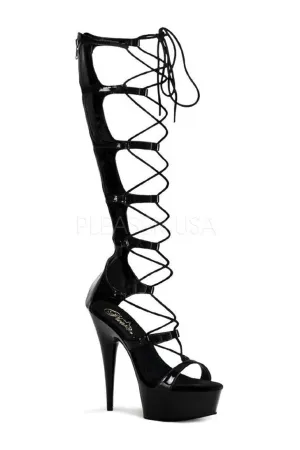 DELIGHT-698 Platform Sandal  | Black Patent