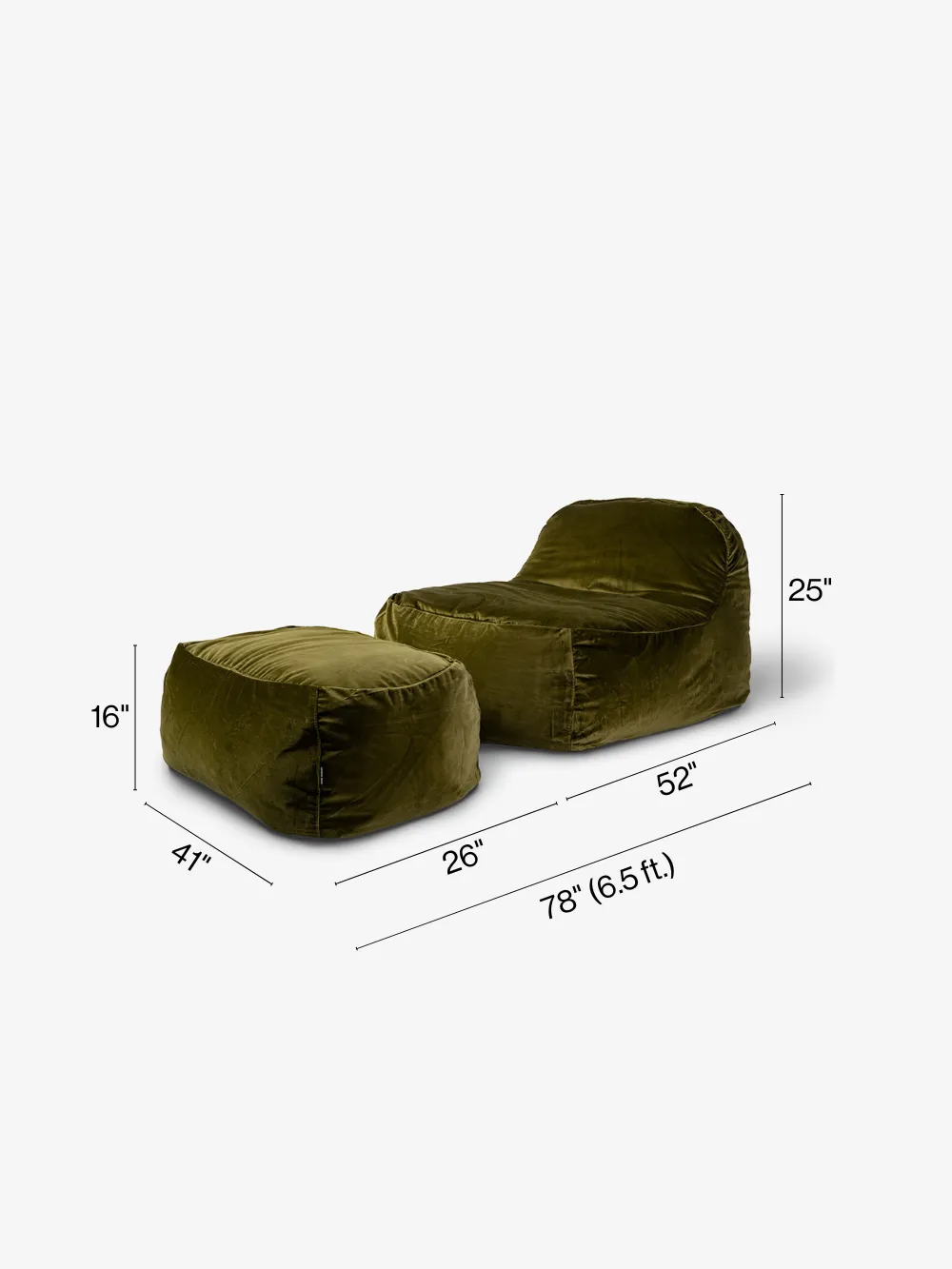 Dune Lounge Chair   Ottoman Velvet - Tangerine