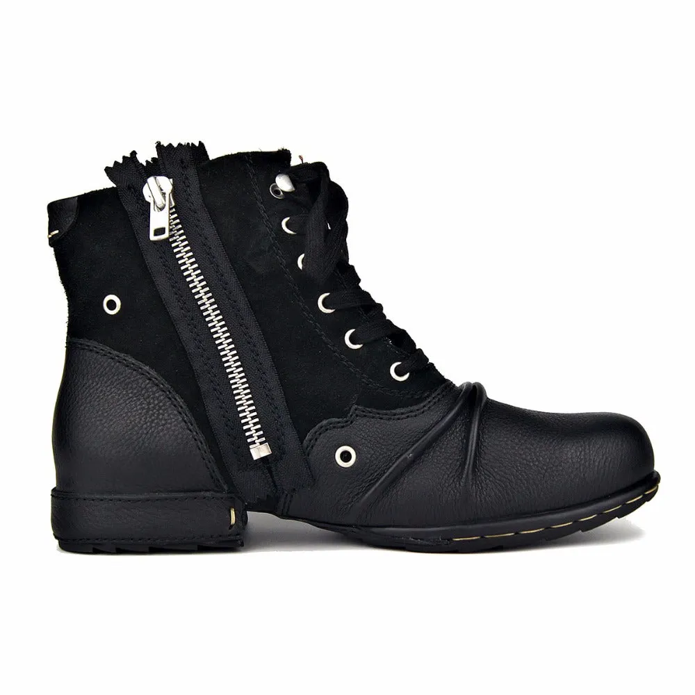 Genuine Leather Men Motorcycle Boots Autumn Ankle Boots