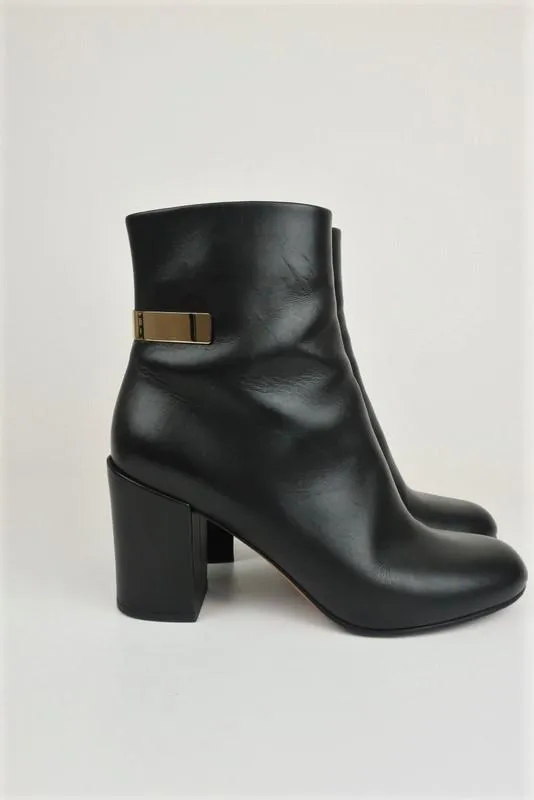 Givenchy Ankle Boots Bar-Embellished Black Leather Size 39