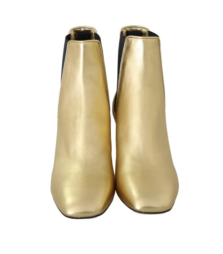 Gold Leather Chelsea Ankle Boots