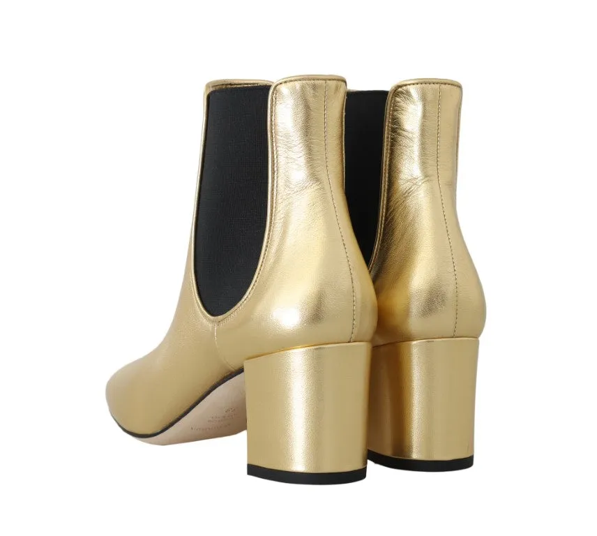 Gold Leather Chelsea Ankle Boots