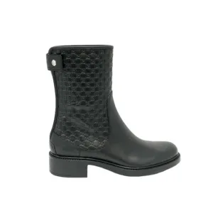 Gucci Black Leather Microguccissima Ankle Boots