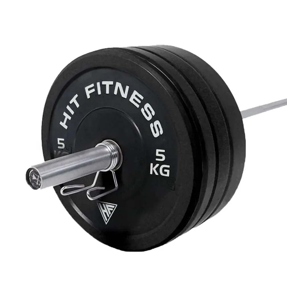 Hit Fitness 120kg Black Bumper Plates Athletic Weight Set