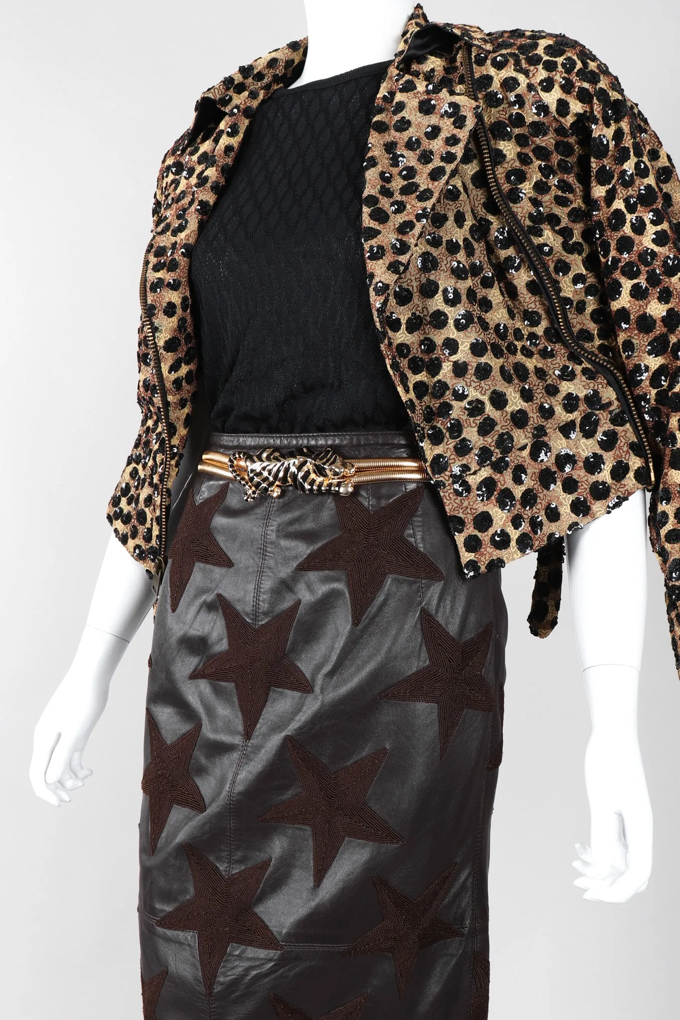 Leather Star Midi Skirt
