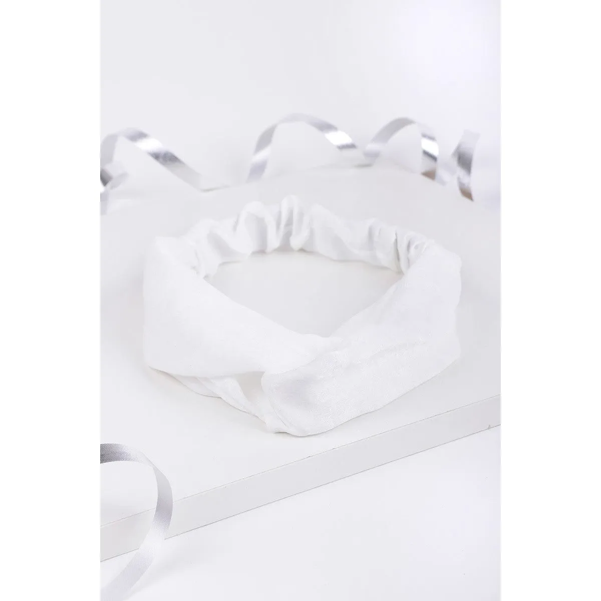 Love Knot Stripped Head Band in White