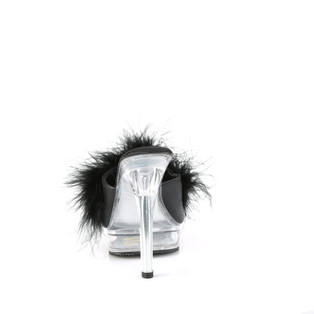 MAJESTY-501F-8  Black Faux Leather-Fur/Clear