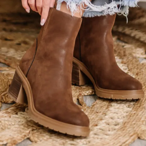 Megan Faux Suede Ankle Boots | Coffee