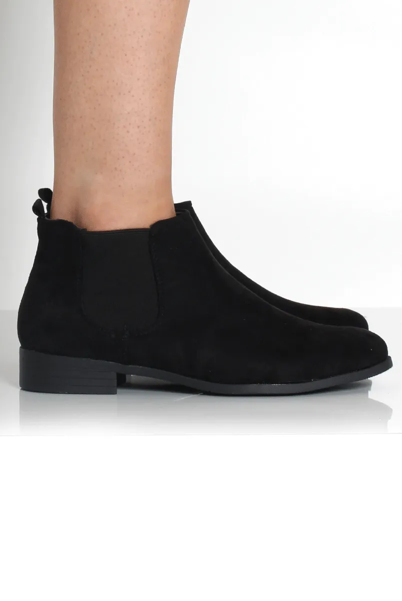 Mila Black Suede Ankle Boots