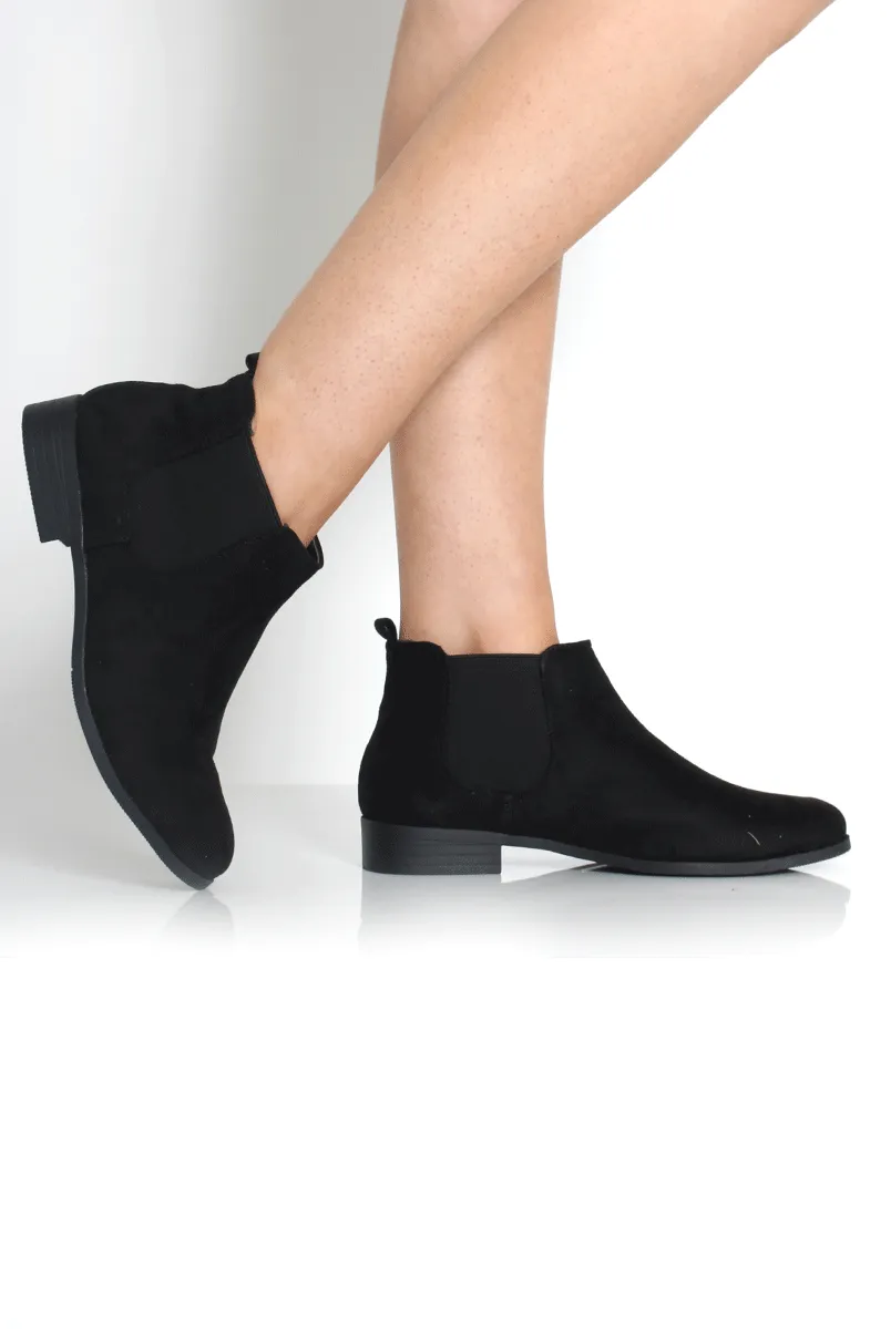 Mila Black Suede Ankle Boots