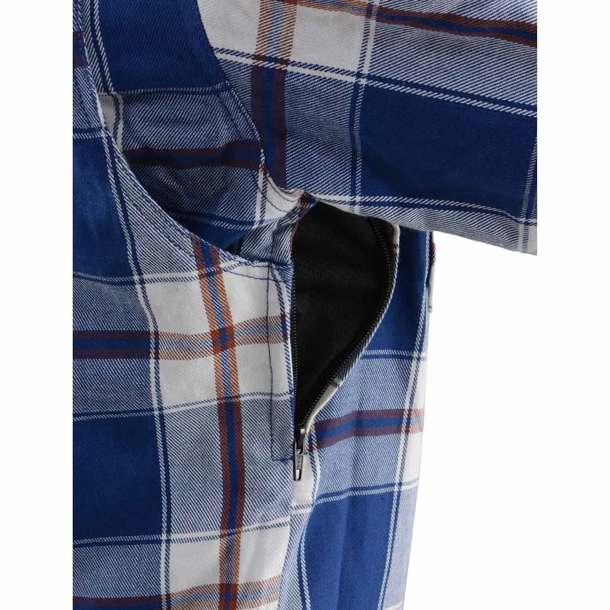 MPM1645 Men's Plaid Flannel Biker Shirt with CE Approved Armor - Reinforced w/ Aramid Fiber