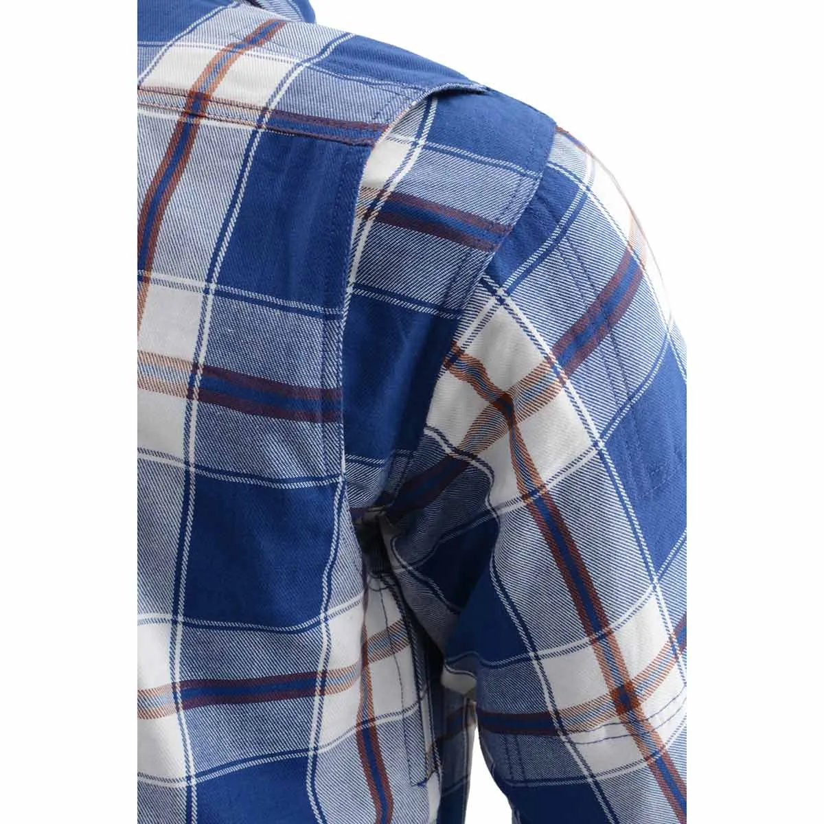 MPM1645 Men's Plaid Flannel Biker Shirt with CE Approved Armor - Reinforced w/ Aramid Fiber