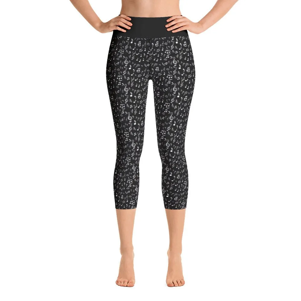 Music Notes Yoga Capri Leggings