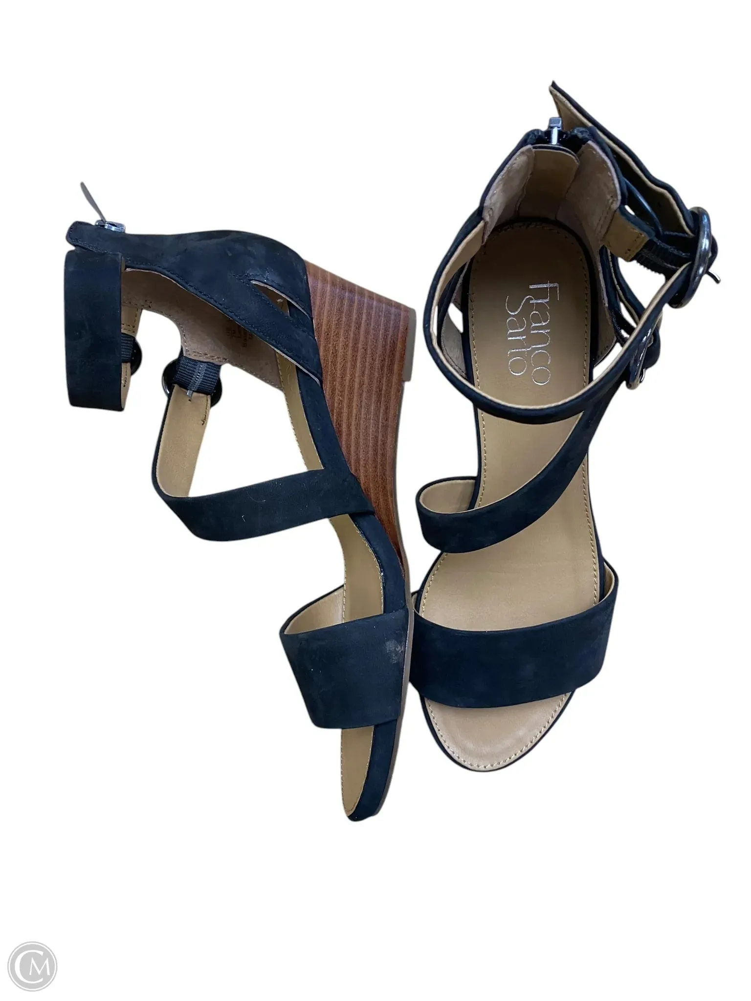 Sandals Heels Wedge By Franco Sarto In Black, Size: 7