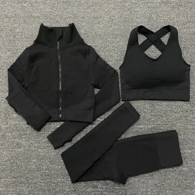 Seamless Women Yoga Set Workout Sportswear Gym Clothing