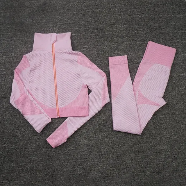 Seamless Women Yoga Set Workout Sportswear Gym Clothing