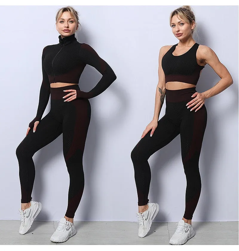Seamless Women Yoga Set Workout Sportswear Gym Clothing