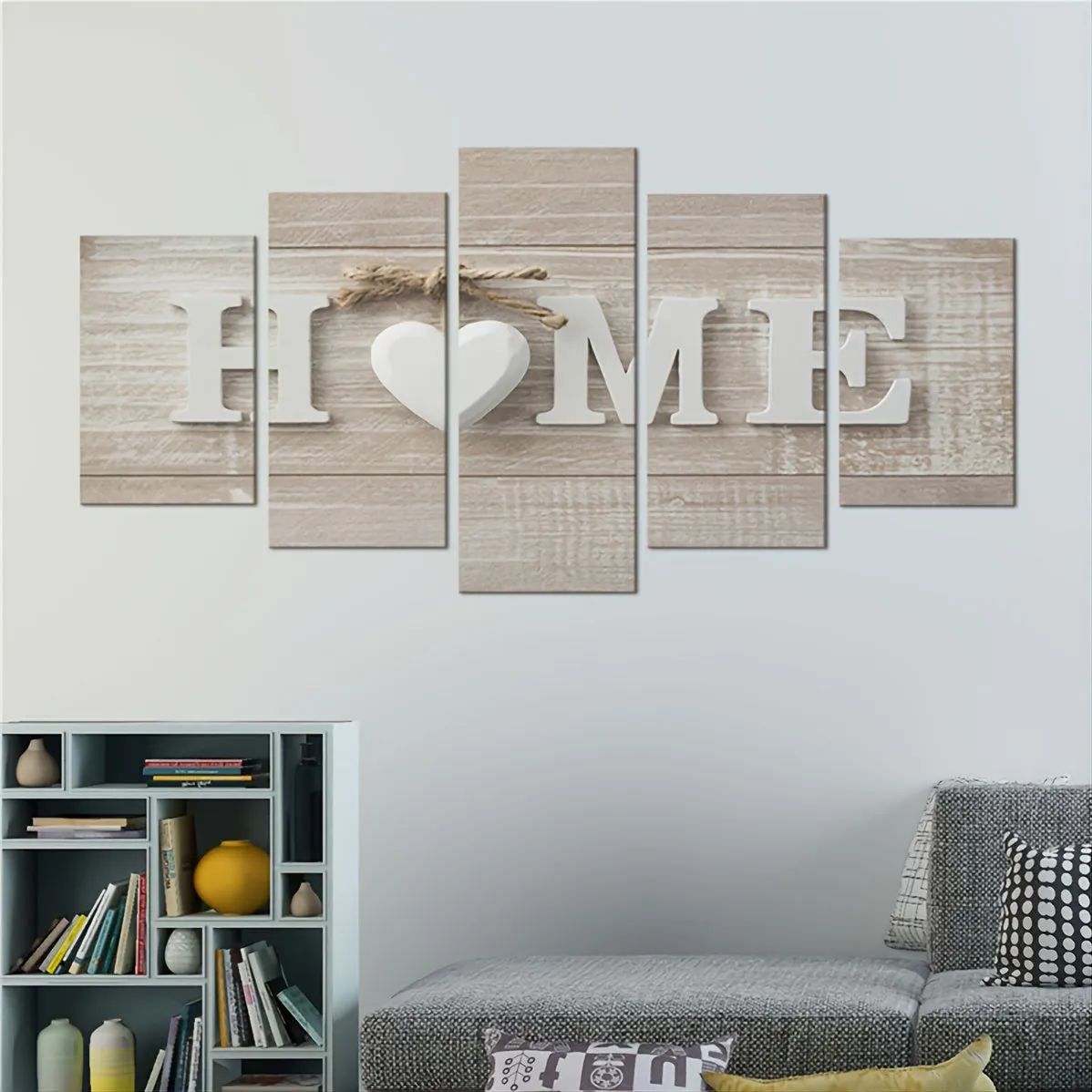 Set of 5 3D Effect Art Decorative Paintings - "HOME" Word Design (No Frame Included)