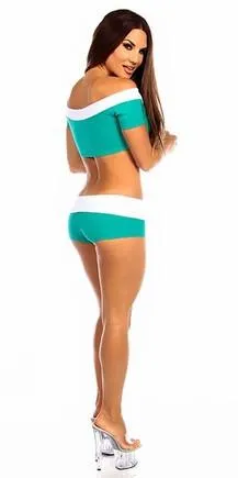 Sexy Off The Shoulder Namaste Yoga Work Out Gym Top - Teal/White