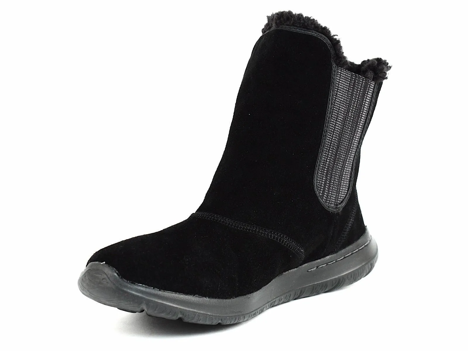 Skechers GO WALK Chugga Women's Casual Ankle Winter Warm Black Suede Boots