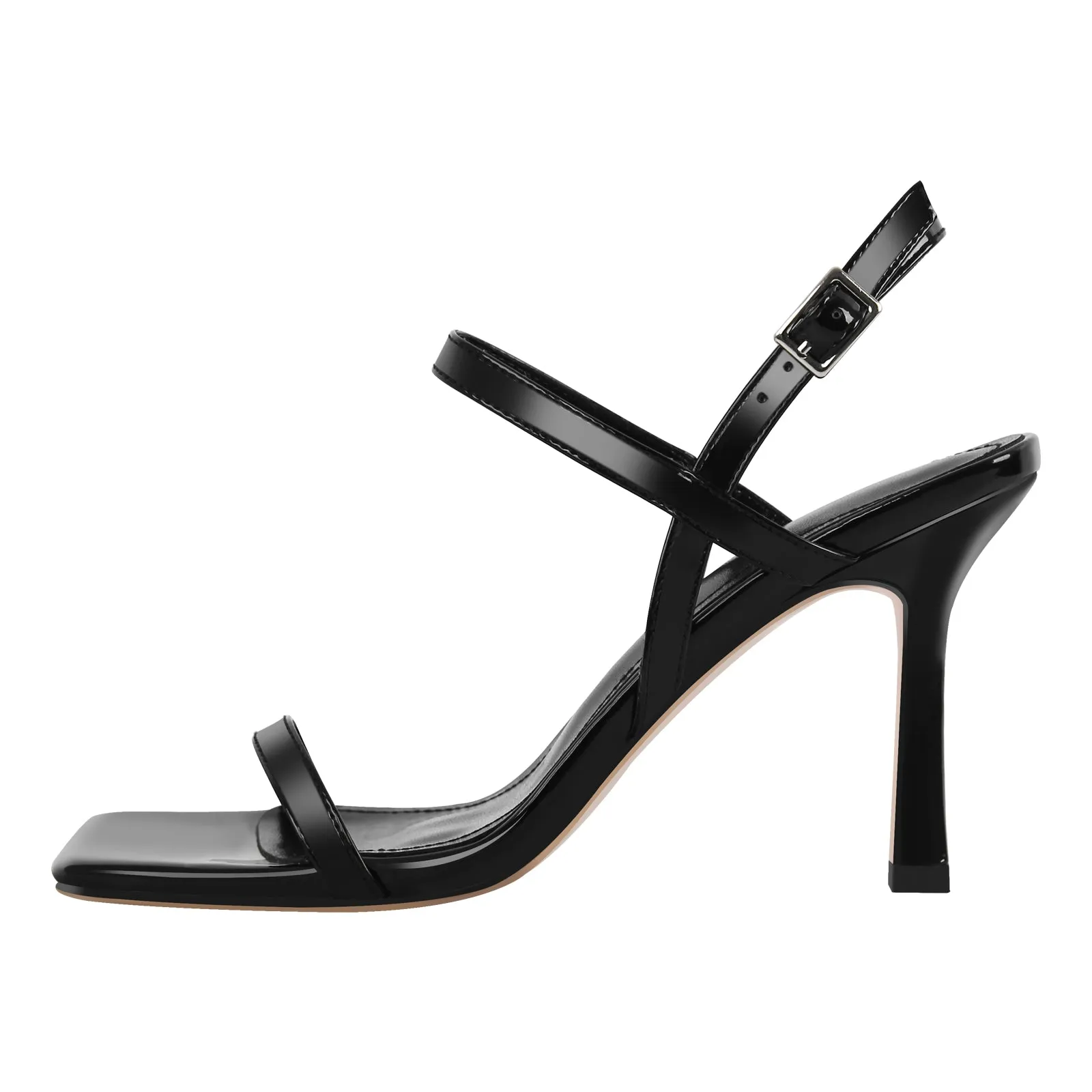 Square Toe Buckle Strap Stiletto Sandals