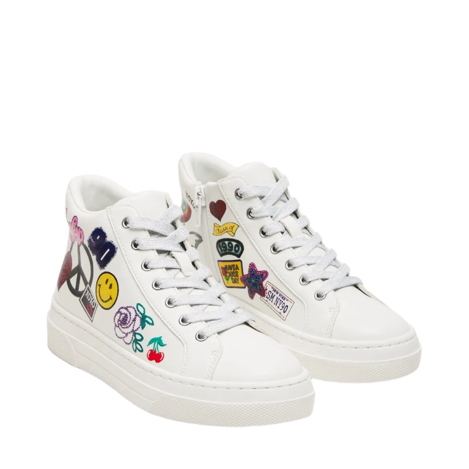 Steve Madden Kid's Beta White Multi Sneaker