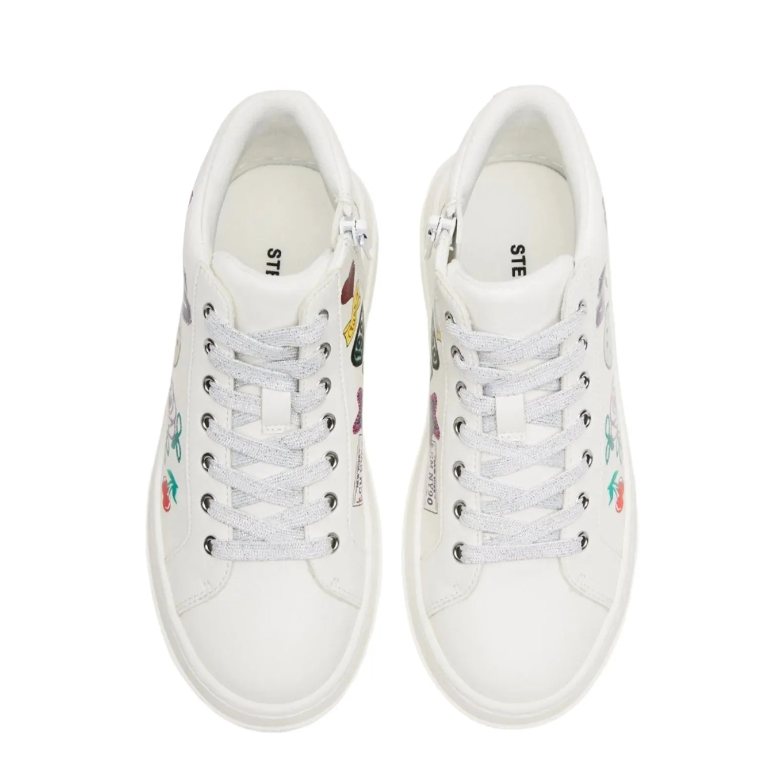 Steve Madden Kid's Beta White Multi Sneaker