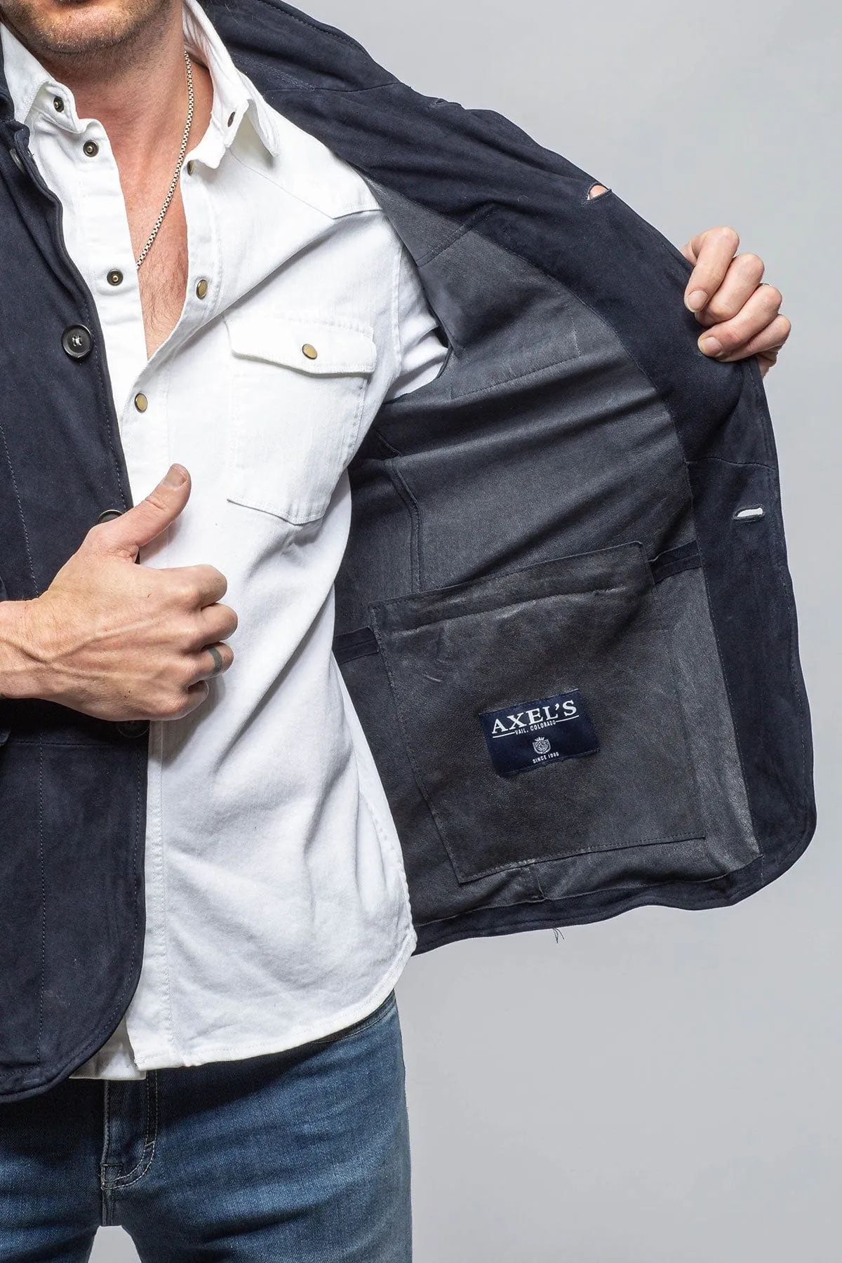 Suede 4 Pocket Jacket In Deep Sea