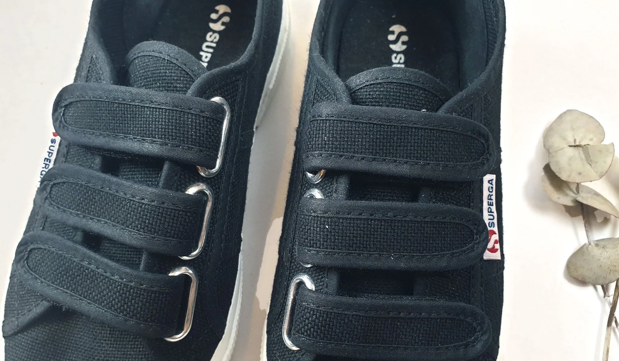 Superga black shoes with adjustable velcro size 38