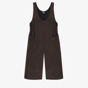 Une pièce brun foncé coupe ample en faux suède, enfant || Dark brown loose fitted one piece in faux suede, child