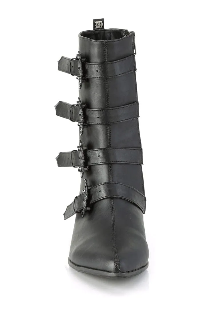 WARLOCK-110-B Black Vegan Leather Knee Boot