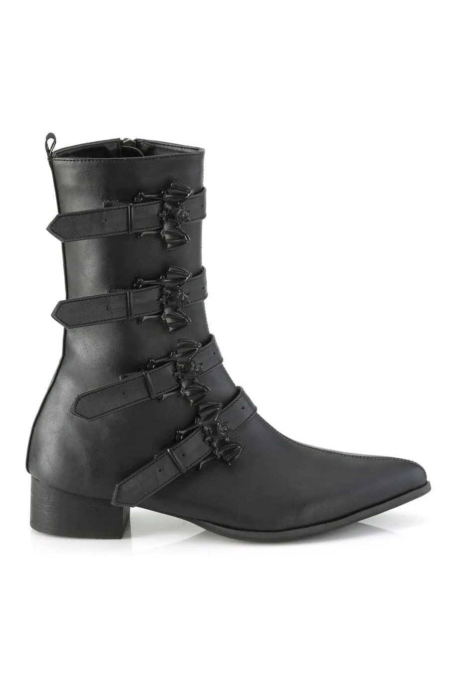 WARLOCK-110-B Black Vegan Leather Knee Boot