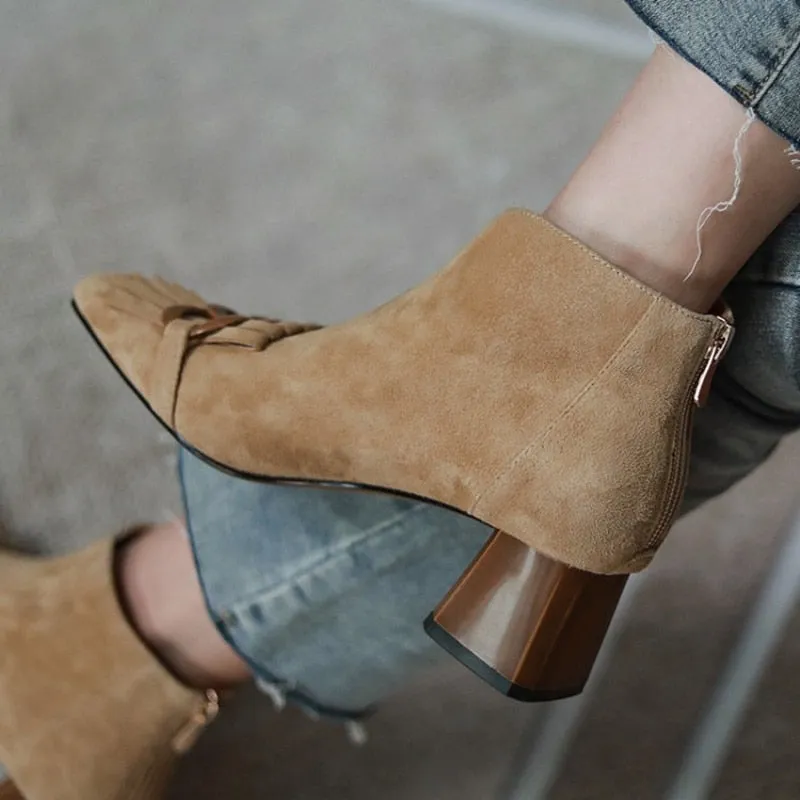 Women Boots Sheep Suade Round