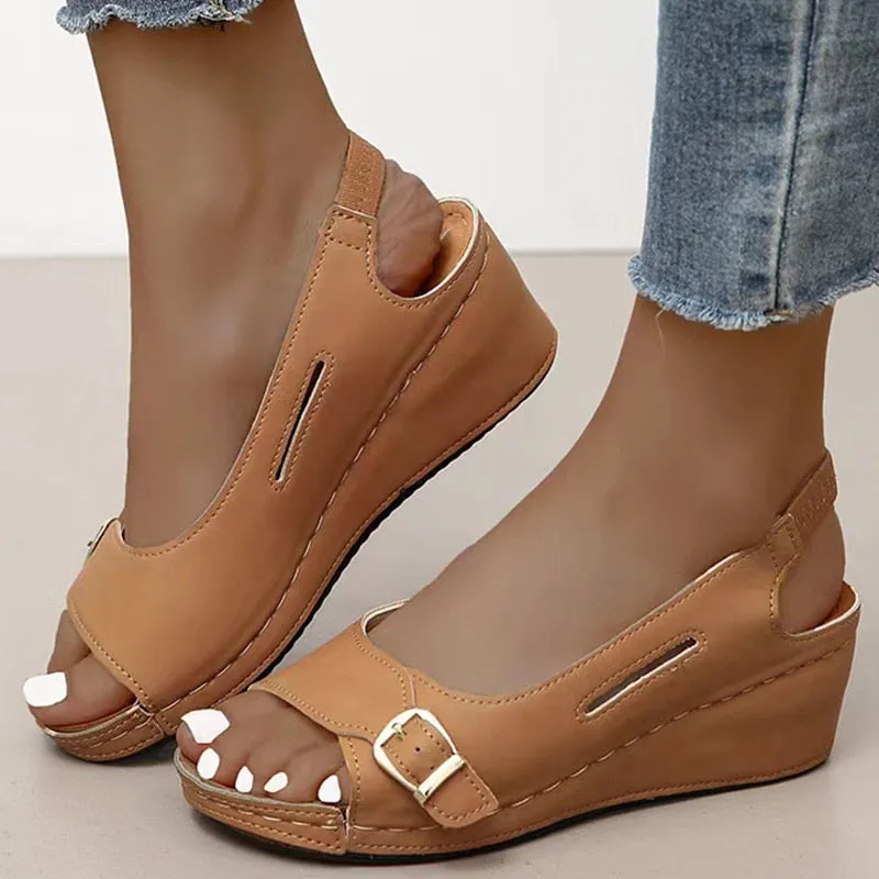 Women Sandals Summer 2023 Heels Sandalias Mujer Elegant Wedges Shoes For Women Summer Footwear Woman Heeled Shoes Wedge Heel