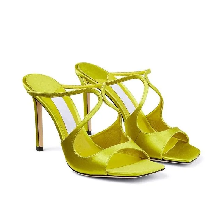 Women Satin  Leather Ankle Strap Sandals stiletto Heels