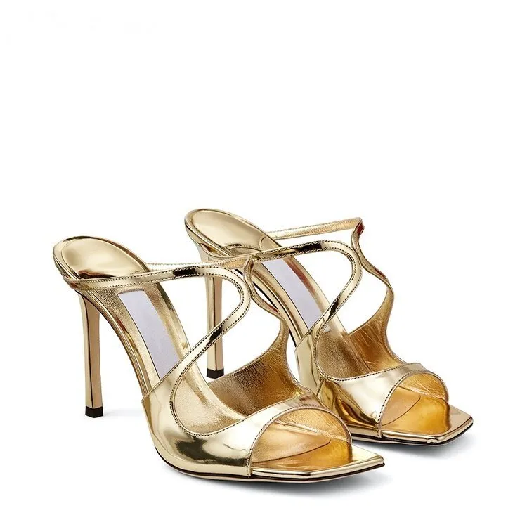 Women Satin  Leather Ankle Strap Sandals stiletto Heels