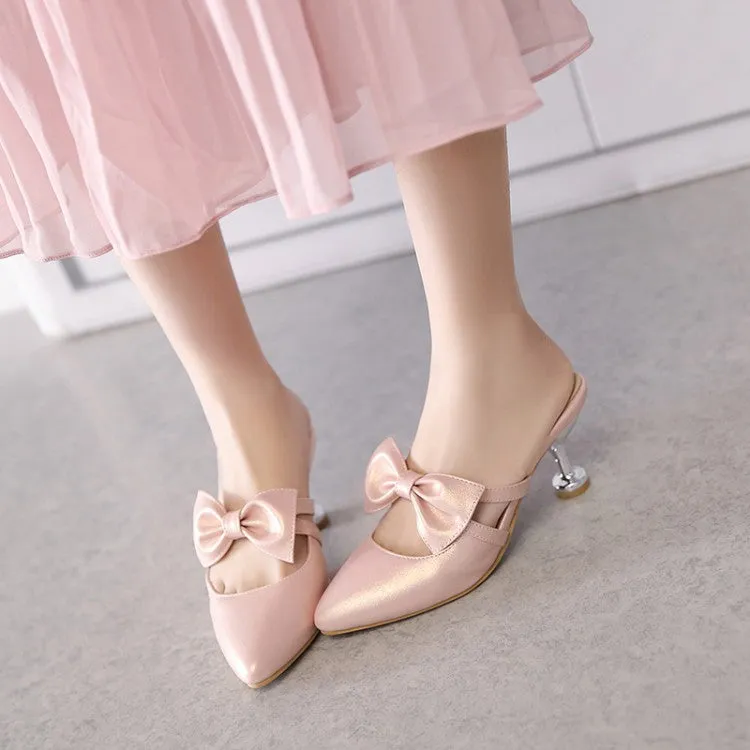 Women's's High Heels Glossy Butterfly Knot Spool Heel Stiletto Sandals