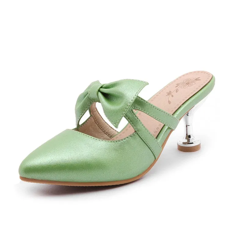 Women's's High Heels Glossy Butterfly Knot Spool Heel Stiletto Sandals